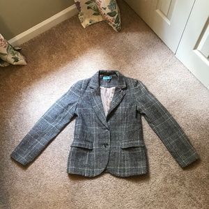 Plaid Blazer with Brown Suede Elbow Patches